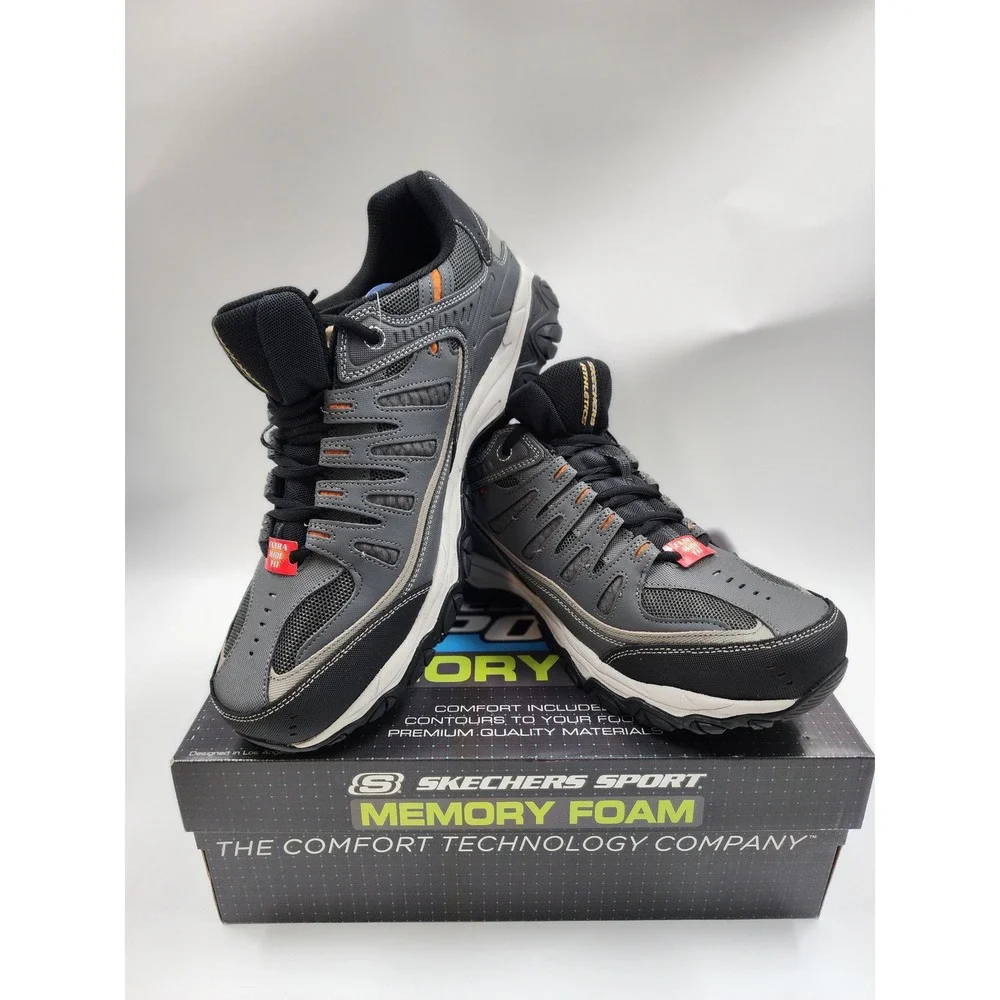 Skechers After Burn Memory Foam Mens Extra Wide Charcoal Grey Sneakers 50125EWW